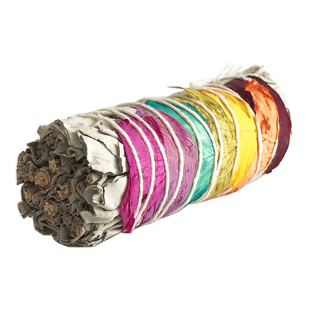 Atado de Salvia Blanca con Pétalos de 7 Colores – 10 cm